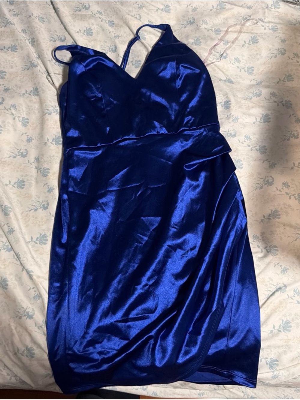 Elegant Satin Mini Dress in Deep Blue